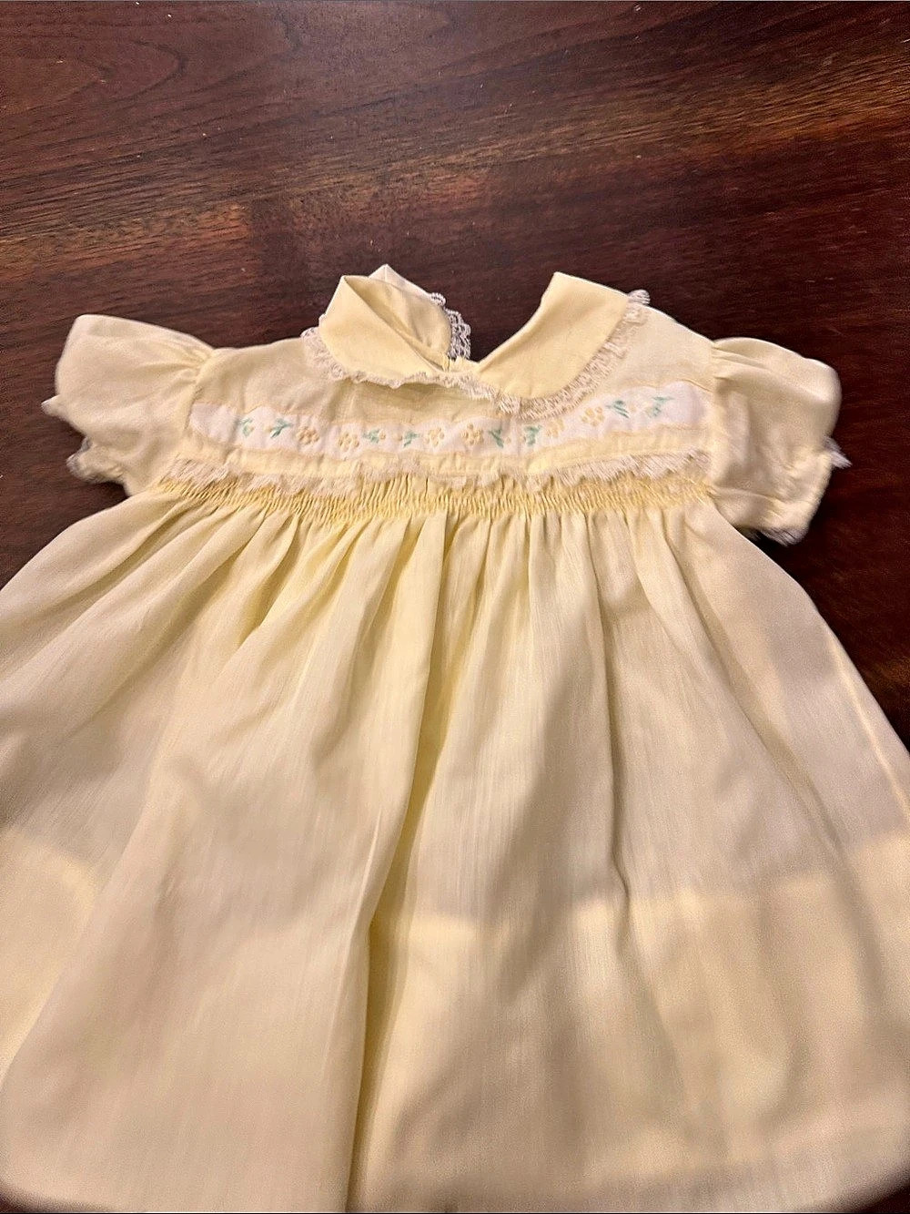 Vintage Embroidered Floral Dress in Yellow